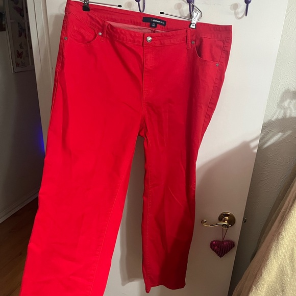 💝 20W Denim 24/7 Bold Red Straight Leg Jeans - Picture 1 of 8